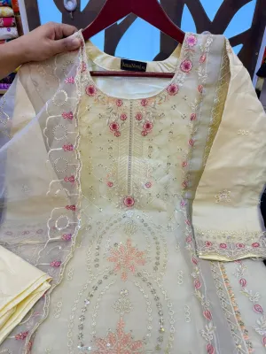 Elegant Organza Dress with Full Sleeve Inner Set